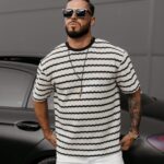 DZIANINOWY T-SHIRT MĘSKI STRIP 2025