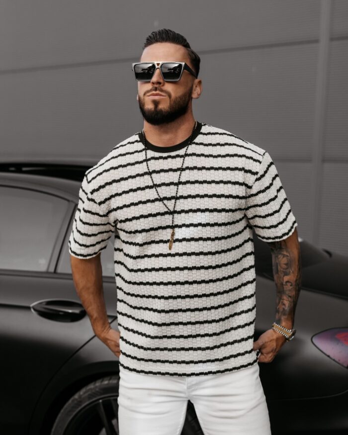 DZIANINOWY T-SHIRT MĘSKI STRIP 2025 - obrazek 2